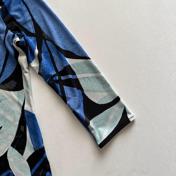 Alfani Top Blouse Women Size S P 3/4 Sleeve Crewneck Point-Hem Casual Stretch GU - Picture 6 of 9